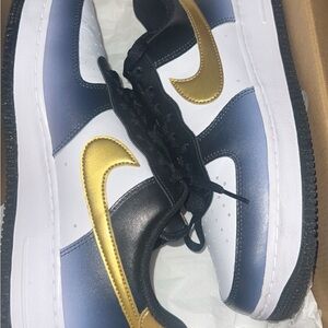 Nike Men's Blue, White, and Gold Sneakers